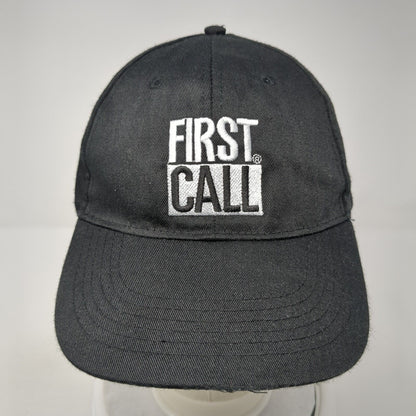First Call Strapback Hat Black Size 58cm Adjustable Embroidered 6 Panel