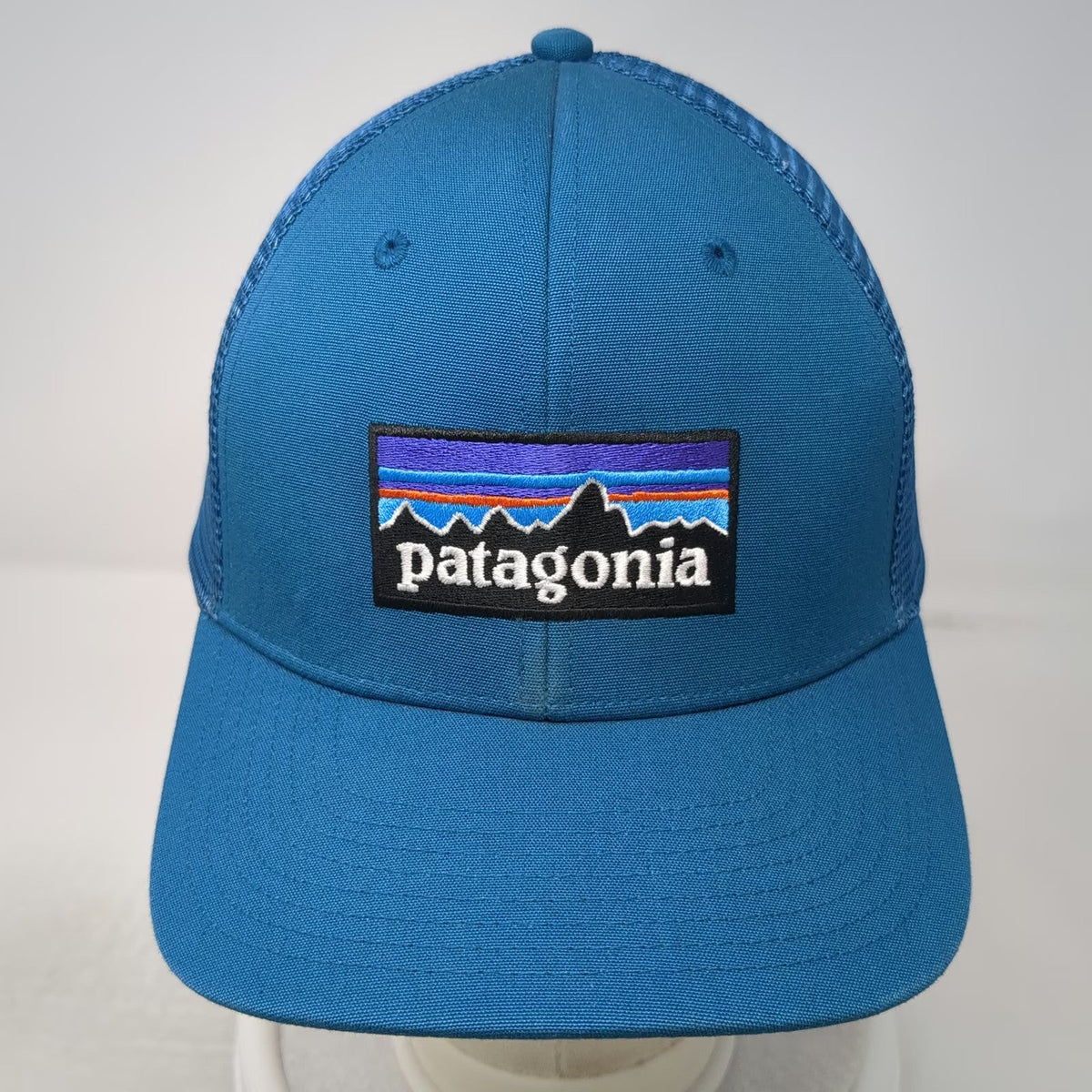 Patagonia Trucker Hat Blue One Size Mesh Back Snapback Fitz Roy Mountain