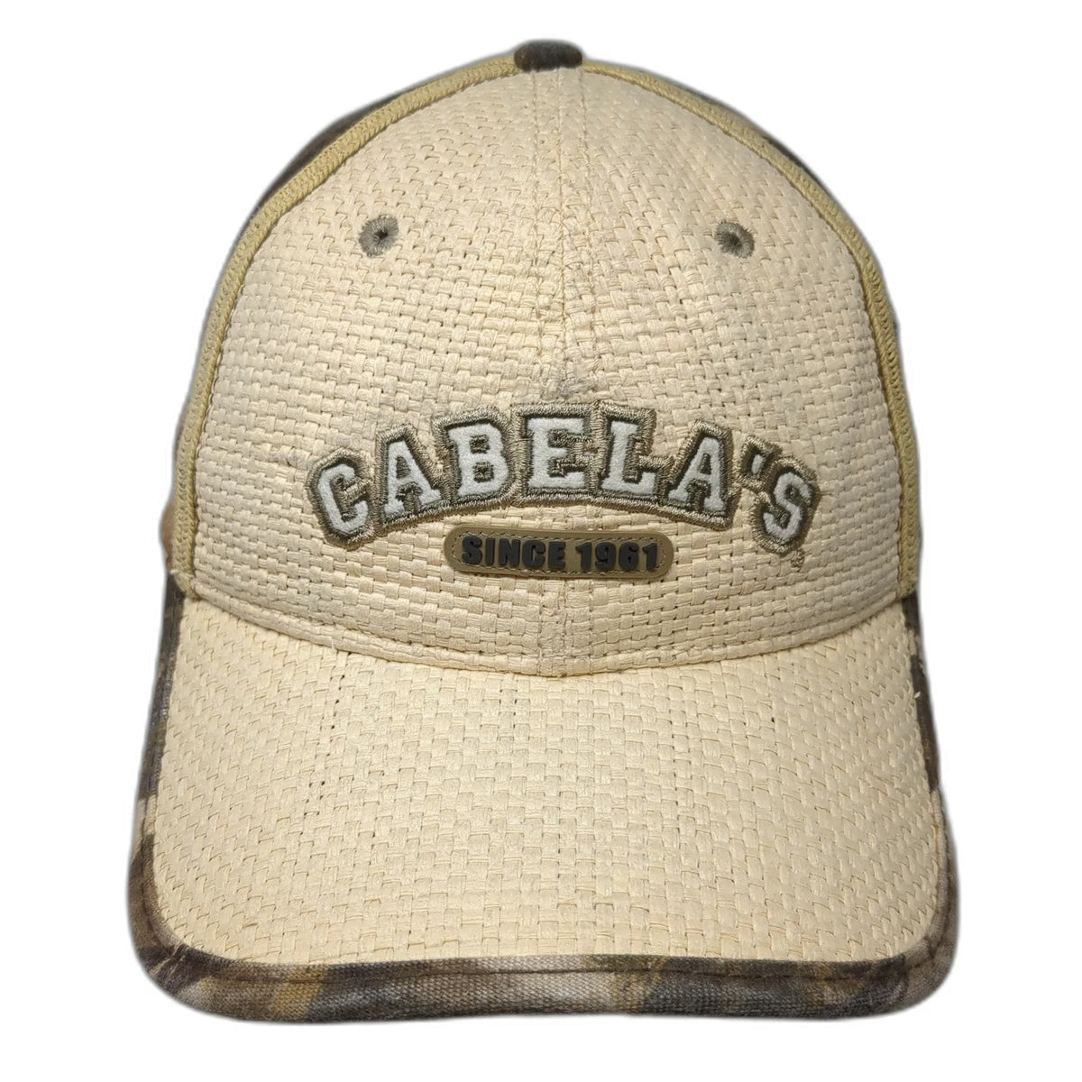 Cabela's Baseball Cap Beige Camo One Size Straw Front Strapback Hunting Hat