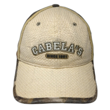 Cabela's Baseball Cap Beige Camo One Size Straw Front Strapback Hunting Hat