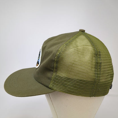 Green Trucker Hat Mesh Snapback Ram Animal Bighorn Sheep Patch Outdoor Vintage