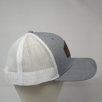 Game Inc Leather Patch Snapback Trucker Hat Gray One Size Mesh Back