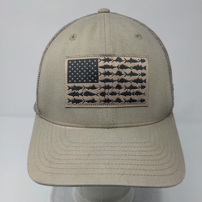 Columbia PFG Fish Flag Patch Fitted Trucker Hat Tan OSFA Flexfit
