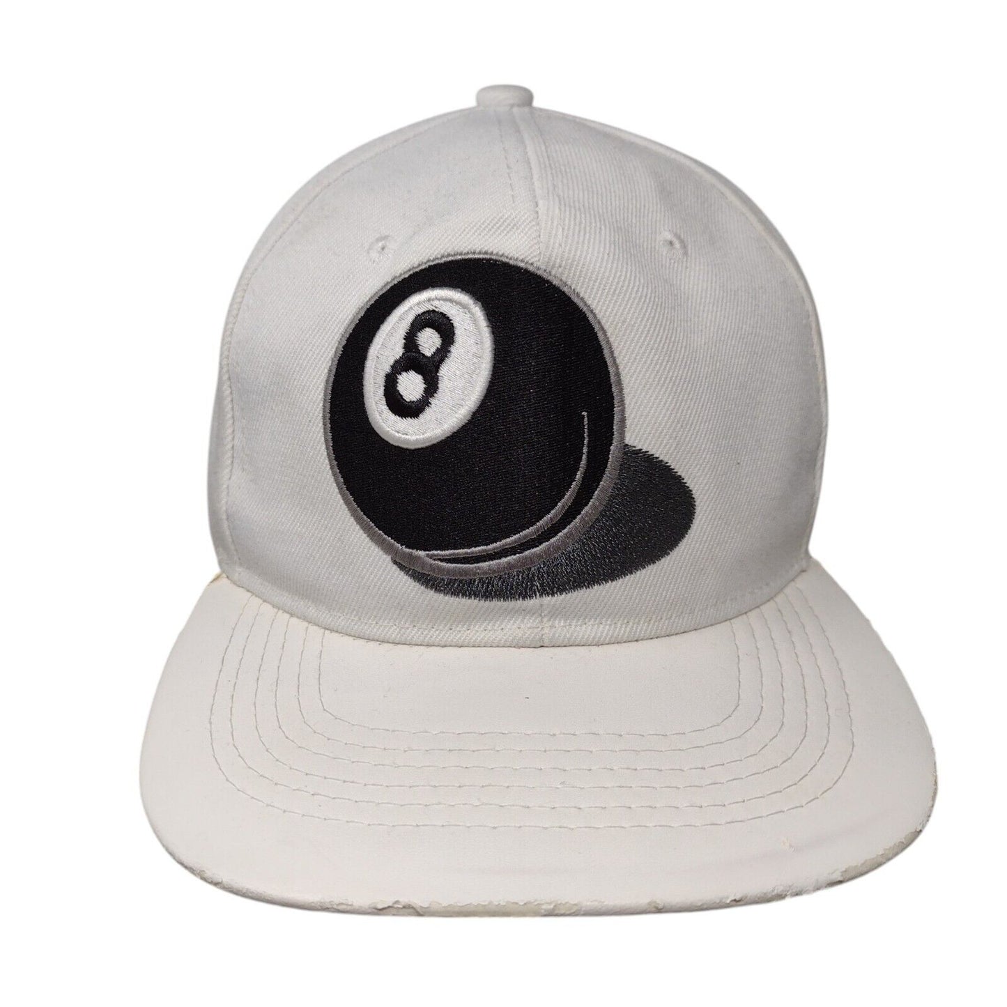 8 Ball Snapback Hat White One Size Adjustable Embroidered 6 Panel Joy Cap