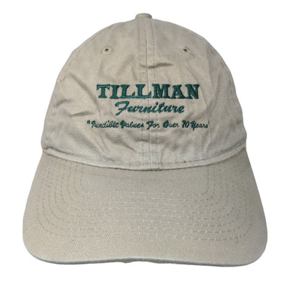 Tillman Furniture Strapback Hat Tan One Size Adjustable Embroidered Cotton