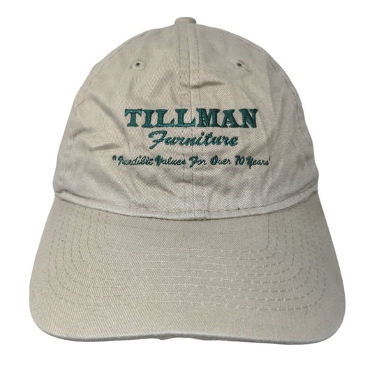 Tillman Furniture Strapback Hat Tan One Size Adjustable Embroidered Cotton