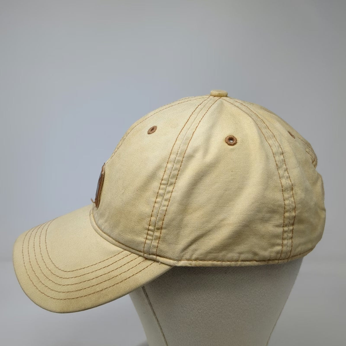 Carhartt Baseball Cap Beige Brown One Size Leather Patch Logo Strapback Hat