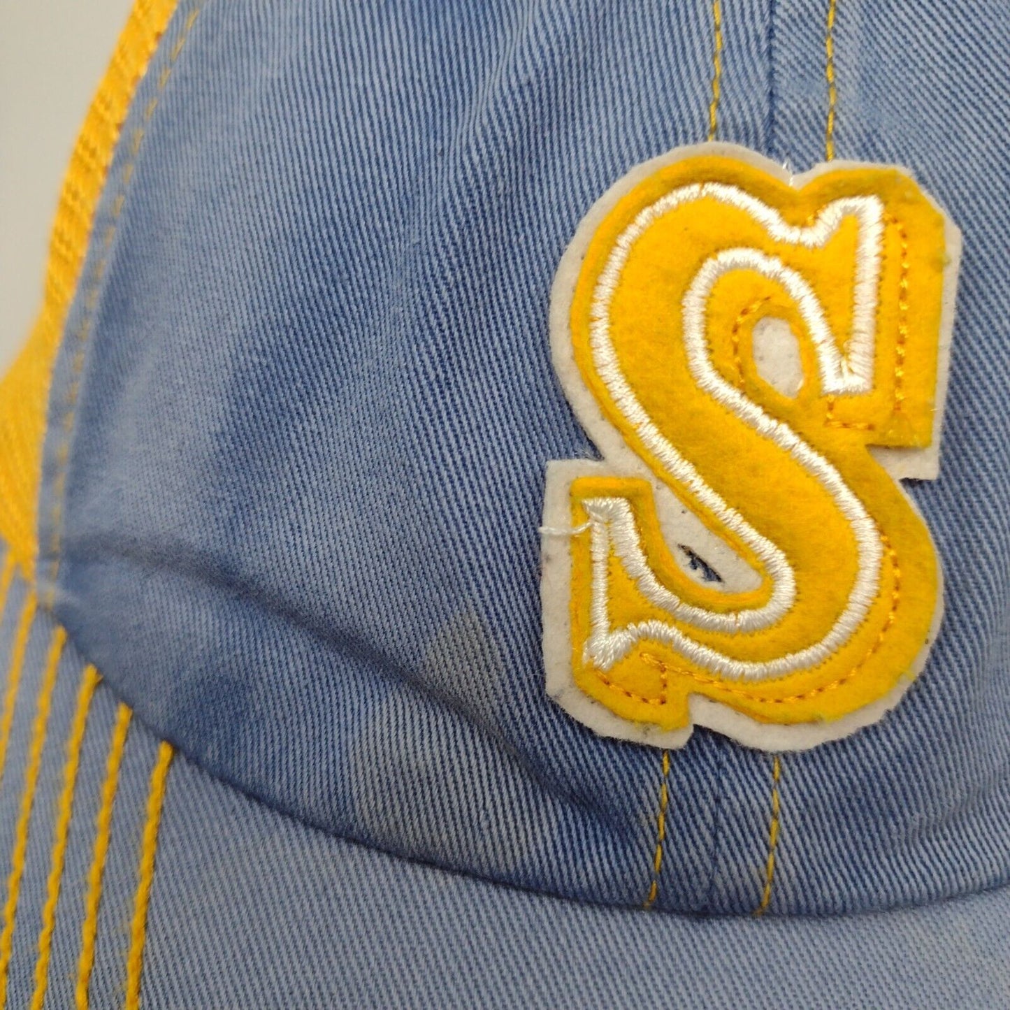 Letter S Patch Snapback Trucker Hat Multi OSFA Mesh Back American Needle