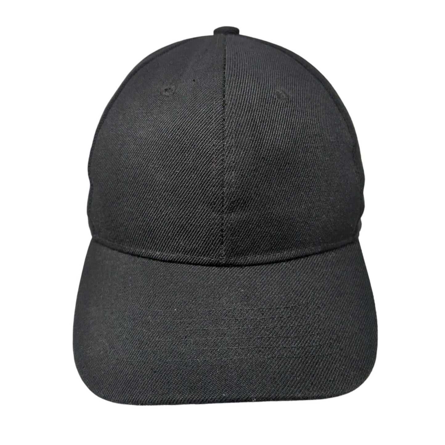 Unbranded Strapback Hat Black One Size Solid Adjustable Blank Vent Holes