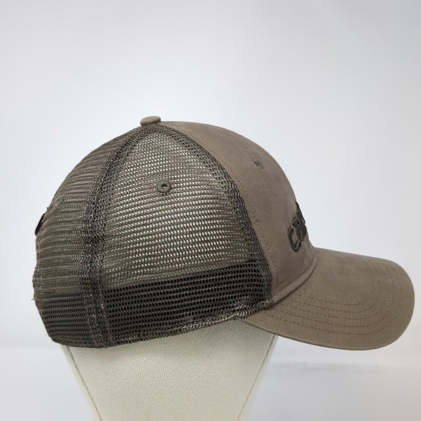 Carhartt Trucker Hat Brown One Size Mesh Back Snapback Embroidered Logo Work Cap