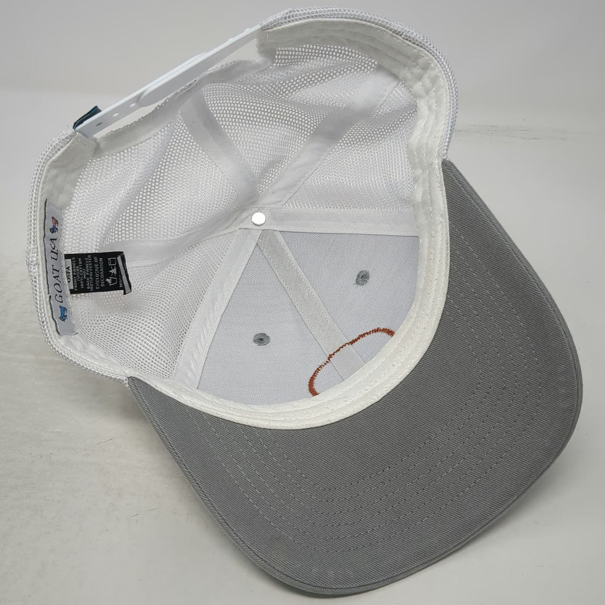 GOAT USA Trucker Hat Gray White One Size Leather Patch Mesh Back Snapback Cap