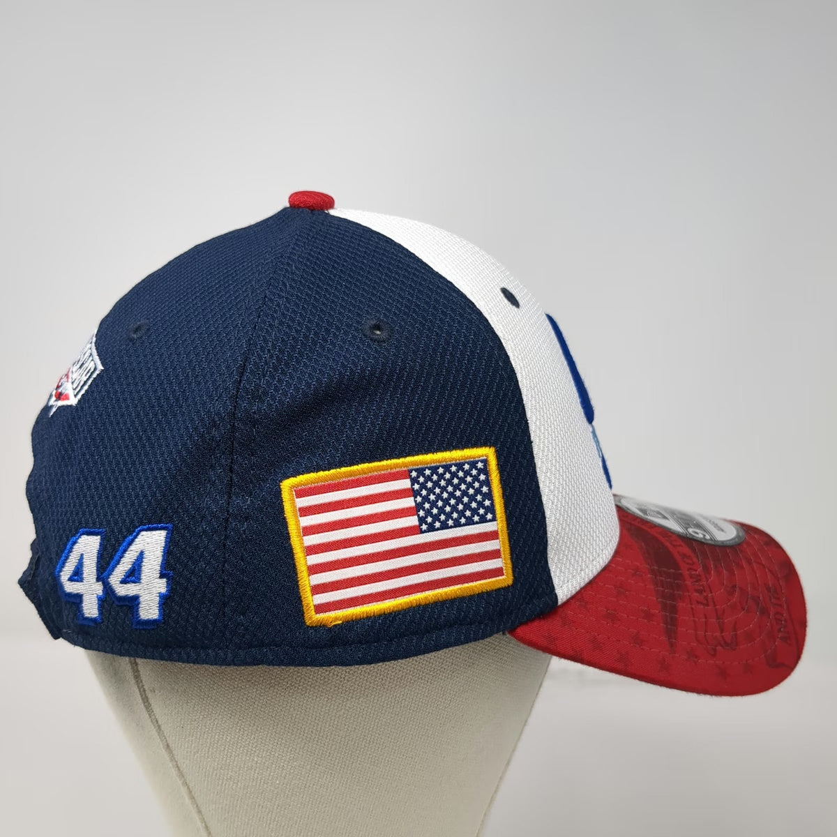 New Era Baseball Cap White Blue Red One Size Albertsons NASCAR 44 Flag Hat