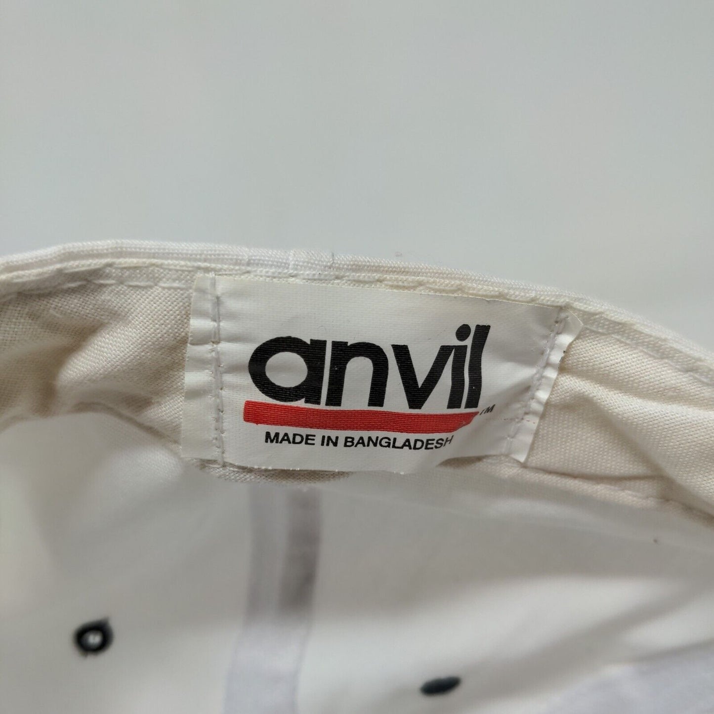 Anvil Men's Snapback Hat White Black Embroidered Trac Vac Logo Vintage