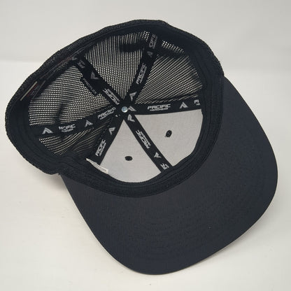 BBA 80 Fitted Trucker Hat Black 7 3/8 Embroidered Mesh Back Pacific Headwear