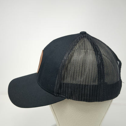 Richardson Baseball Cap Black One Size SLIP Leather Patch Mesh Back Trucker Hat