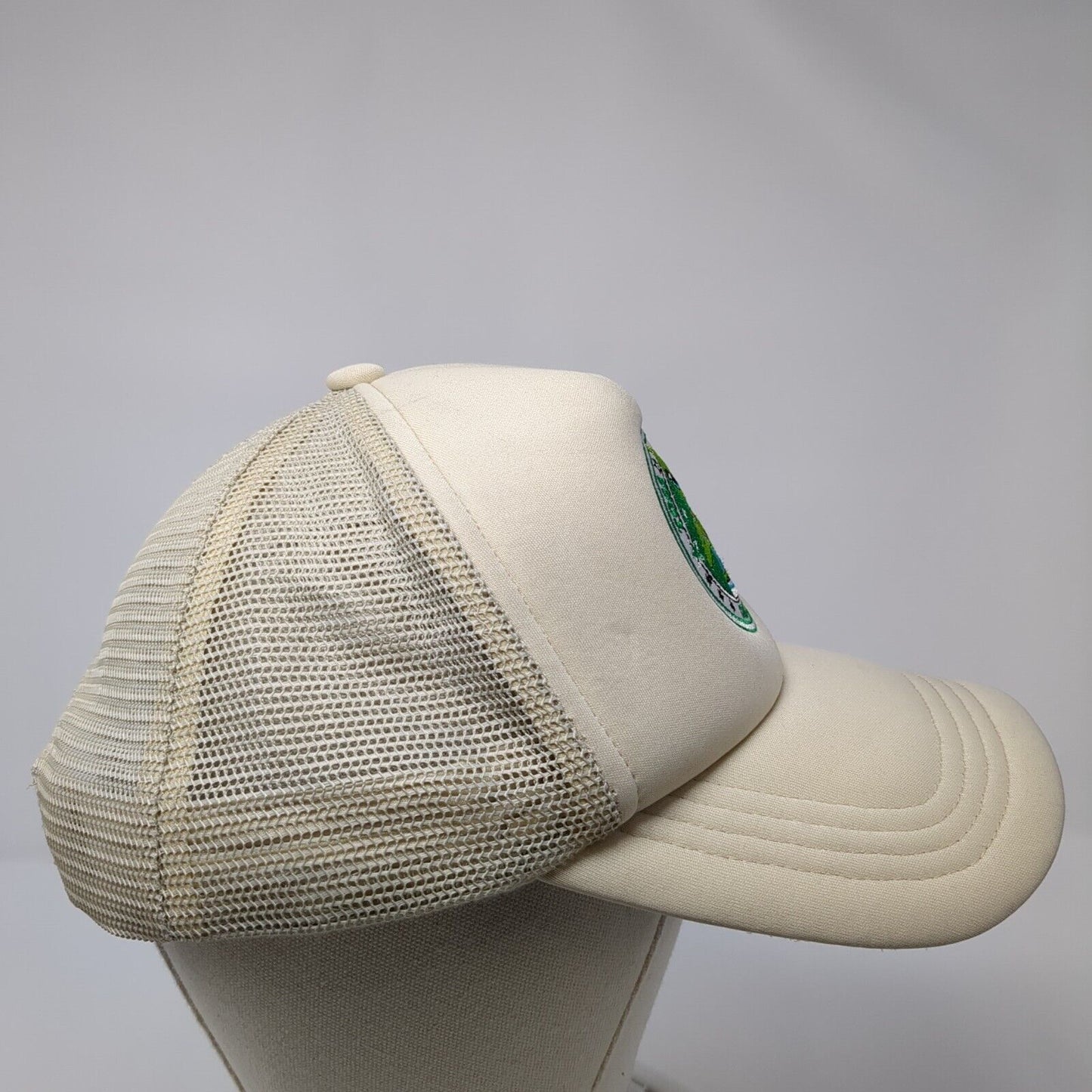 Toss Your Greens Snapback Mesh Back Trucker Hat Tan One Size Adjustable