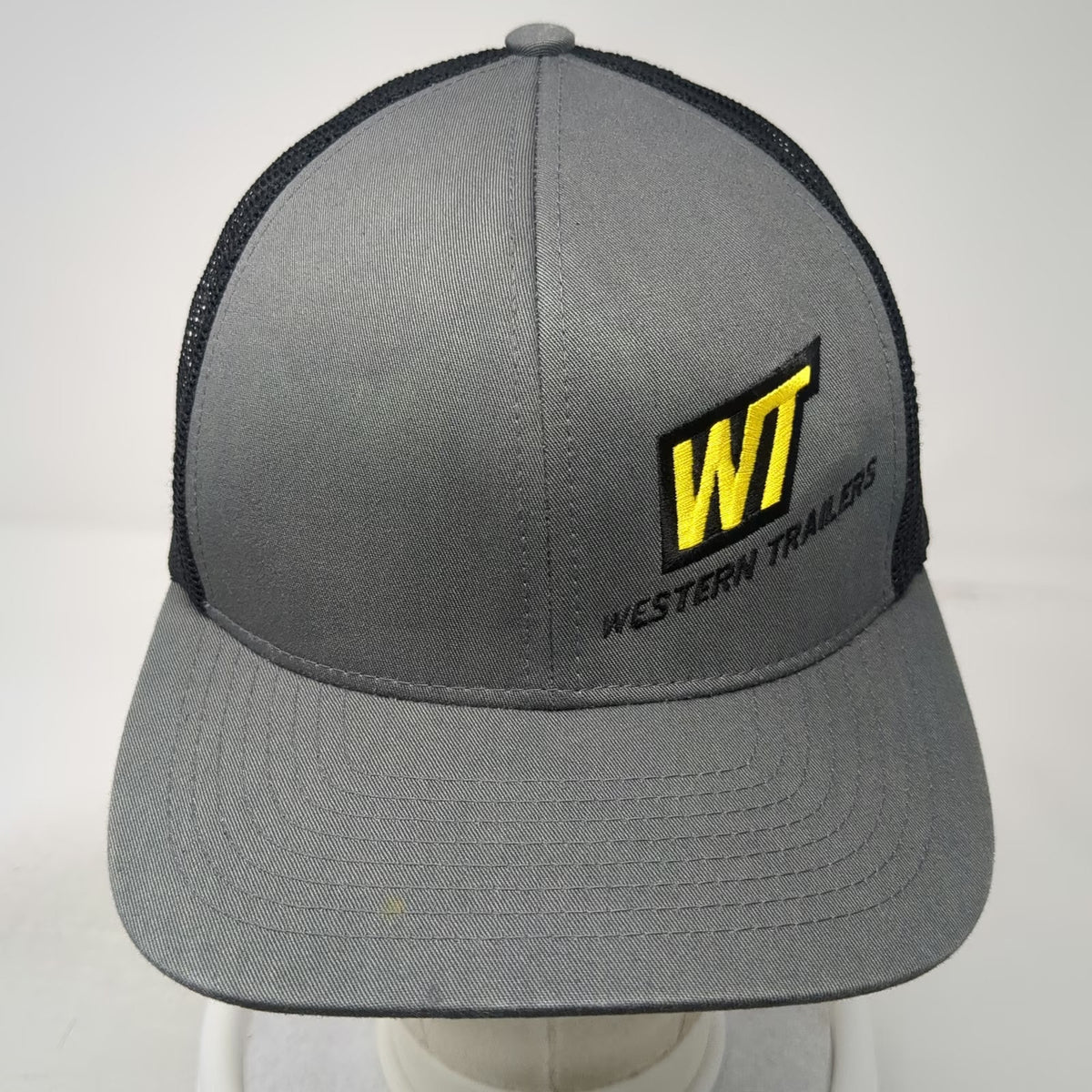 Pacific Headwear Trucker Hat Gray One Size Western Trailers Mesh Back Snapback