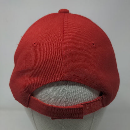 R Logo Strapback Hat Red One Size Embroidered Adjustable 6 Panel