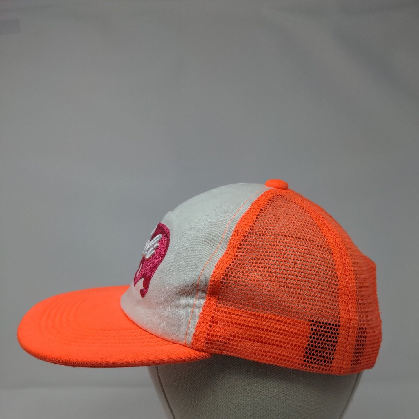 Cali Bear Snapback Mesh Back Trucker Hat Orange One Size Embroidered