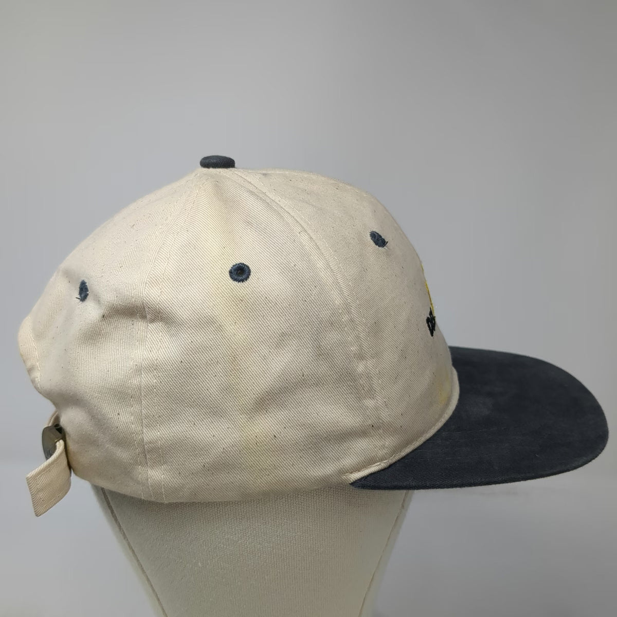 Del Sol Baseball Cap Beige Blue One Size Sun Logo Slideback Two Tone Cotton Hat