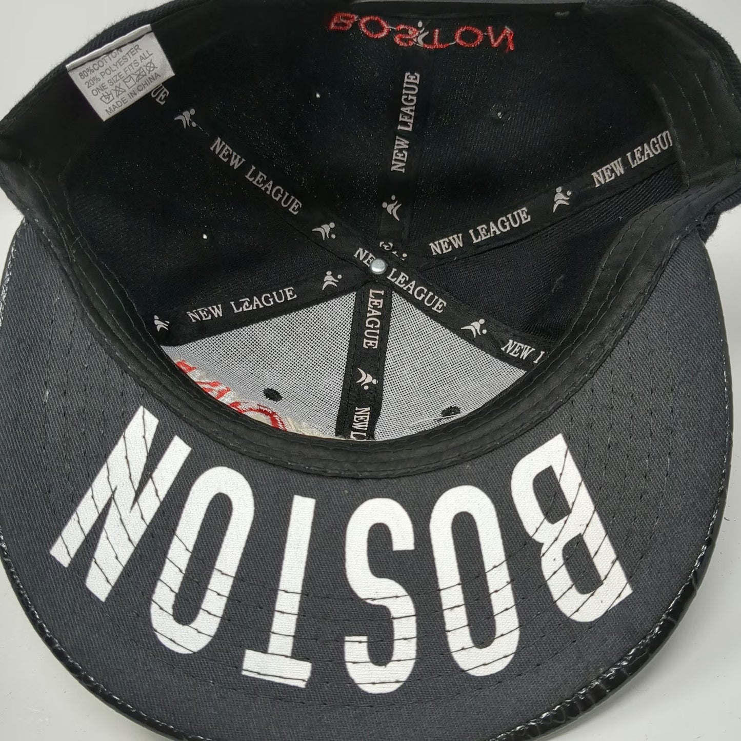 New League Boston Snapback Black One Size Faux Snakeskin Brim Underbrim Hat