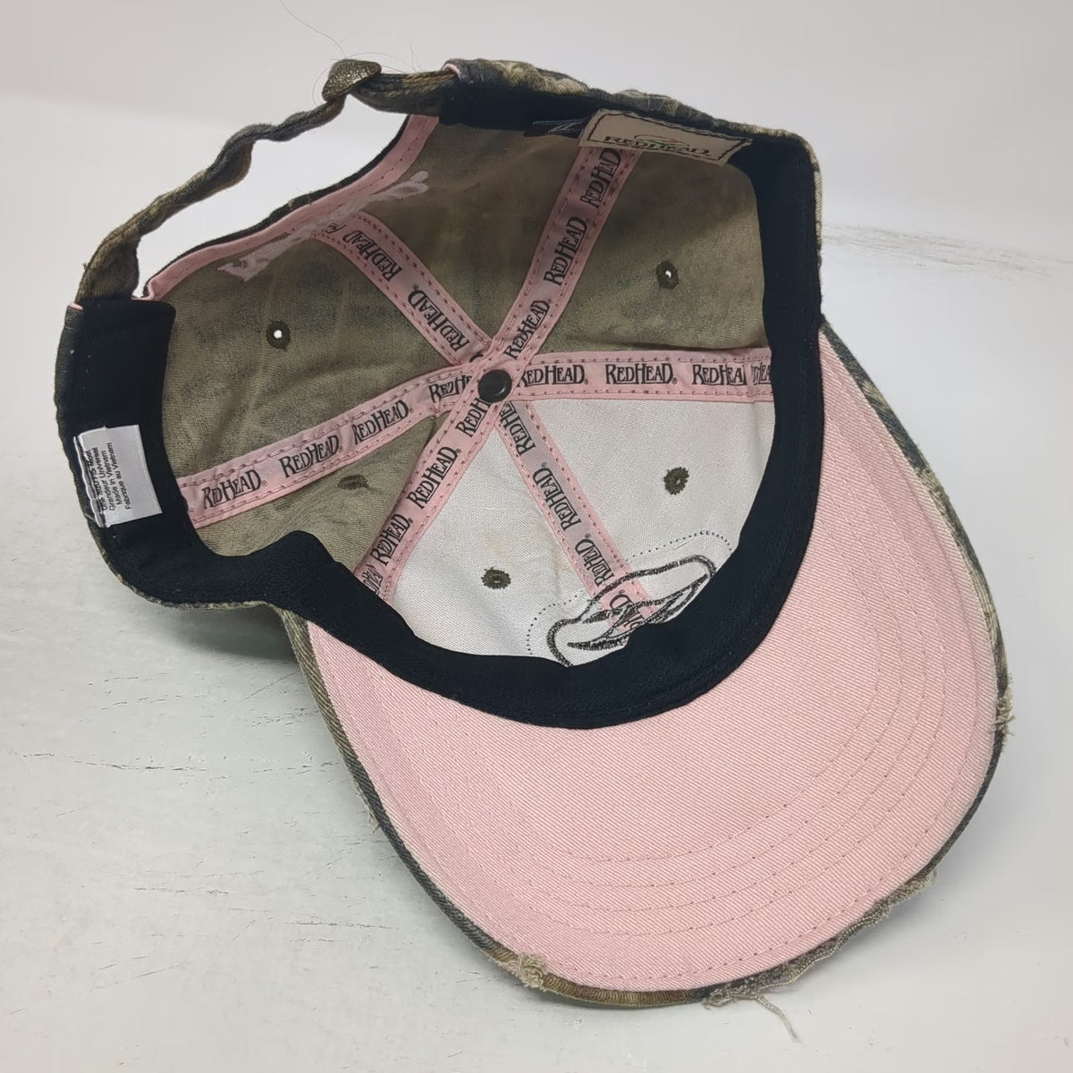 RedHead Baseball Cap One Size Green Camo Pink Distressed Outdoor Hunting Hat