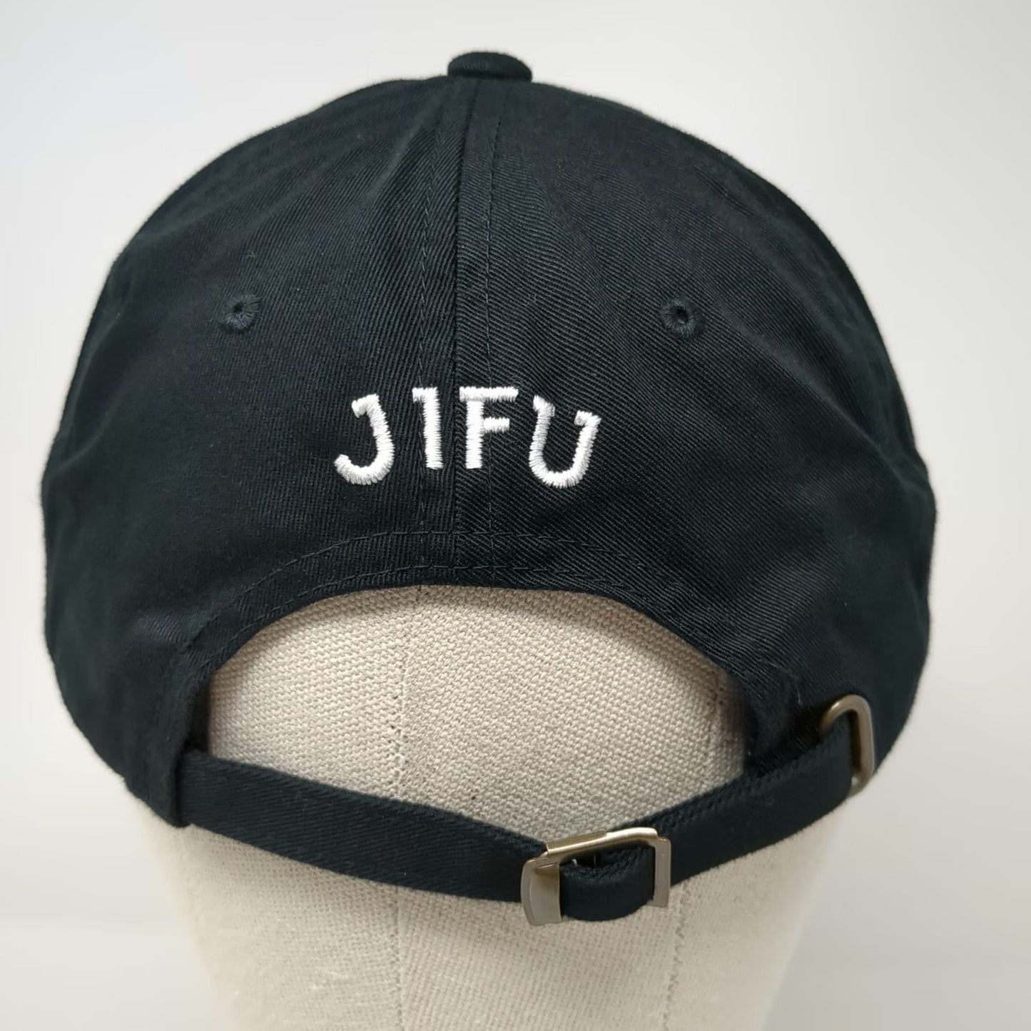 Yupoong Baseball Cap Black White One Size JIFU Bird Logo Cotton Hat Slideback
