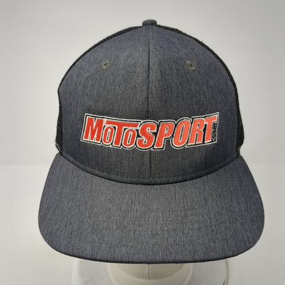 MotoSport Snapback Trucker Hat Gray One Size Mesh Back Ivory Headwear
