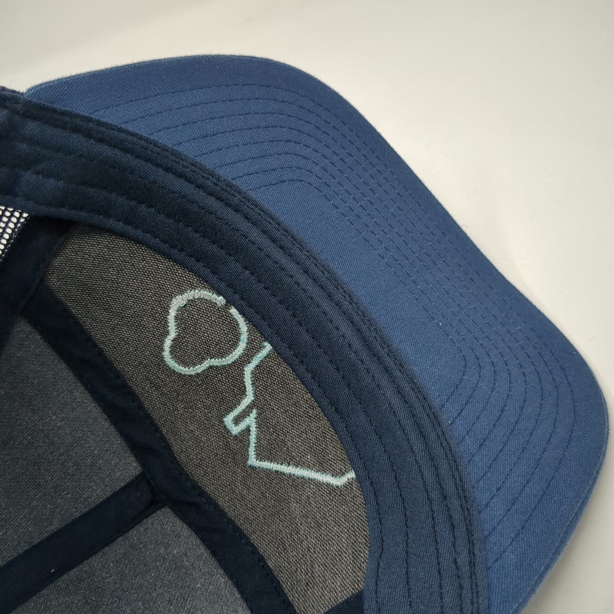 Trucker Hat Blue One Size Mesh Snapback House Tree Graphic Flat Bill 7 Panel