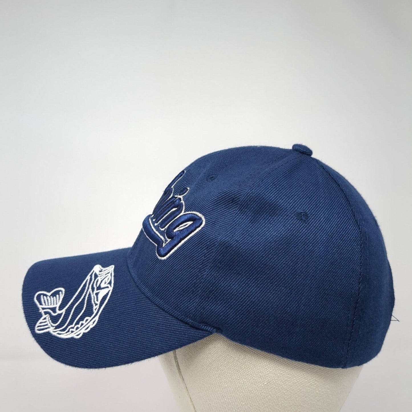 Fishing Strapback Hat Blue One Size Adjustable Embroidered 6 Panel
