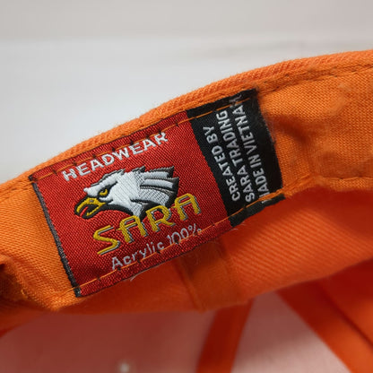 SARA Baseball Cap Orange One Size Kanji Snake Embroidery Strapback Graphic Hat