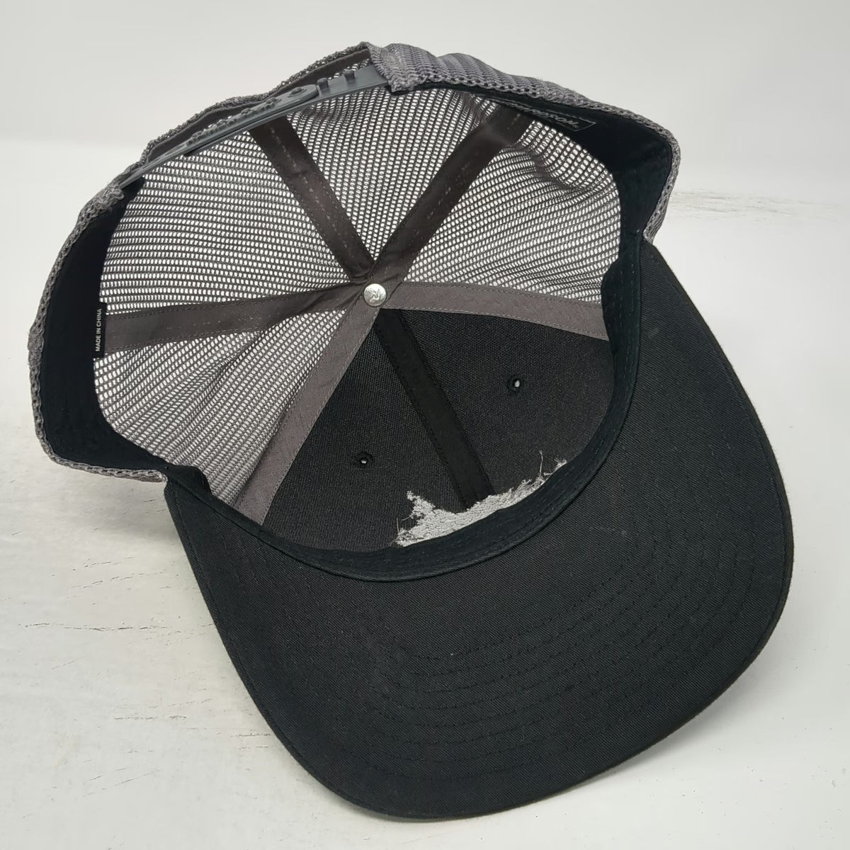 Richardson Trucker Hat Black Gray One Size Snapback Mesh Logo Custom Truck
