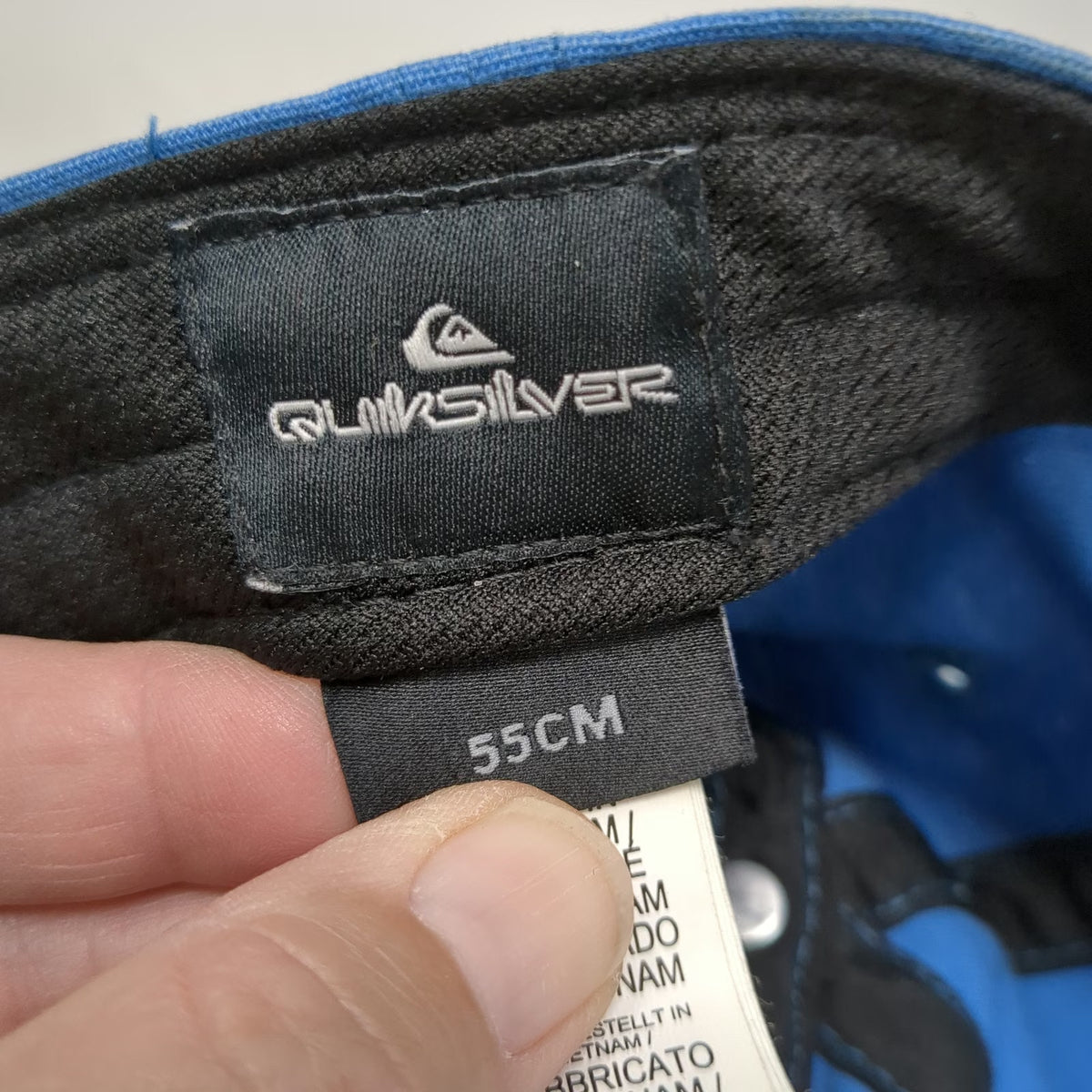 Quiksilver Snapback Blue 55cm Hat Embroidered Mountain Wave Logo Cotton