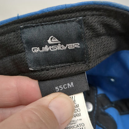 Quiksilver Snapback Blue 55cm Hat Embroidered Mountain Wave Logo Cotton
