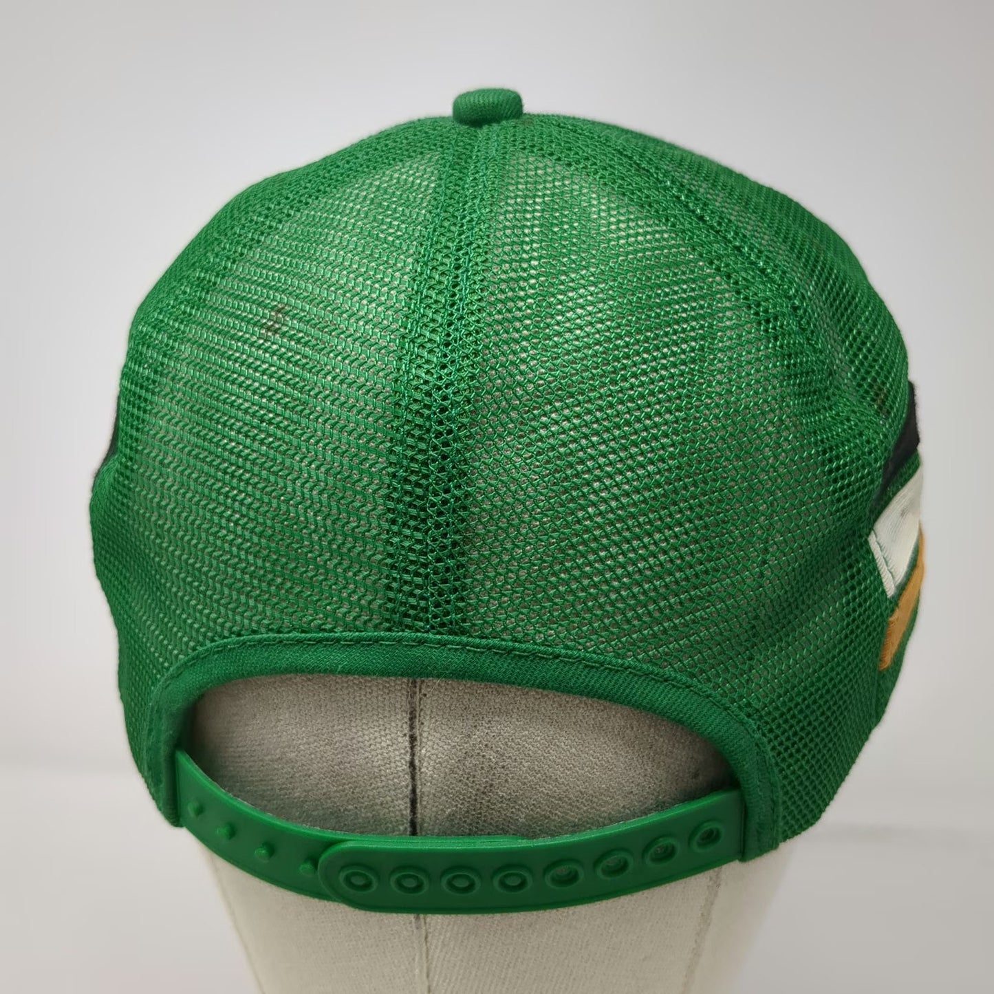 Kodiak Racing Trucker Hat Green OS Snapback Mesh Back Stripes Bear Patch Vintage