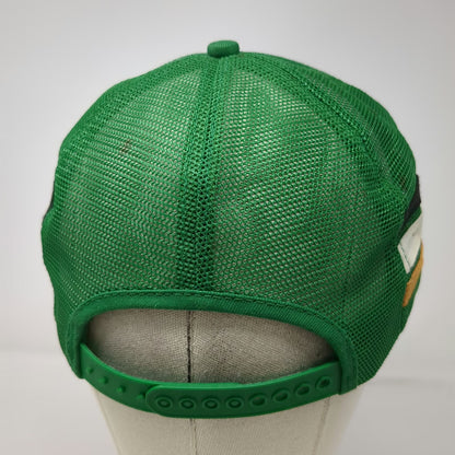 Kodiak Racing Trucker Hat Green OS Snapback Mesh Back Stripes Bear Patch Vintage