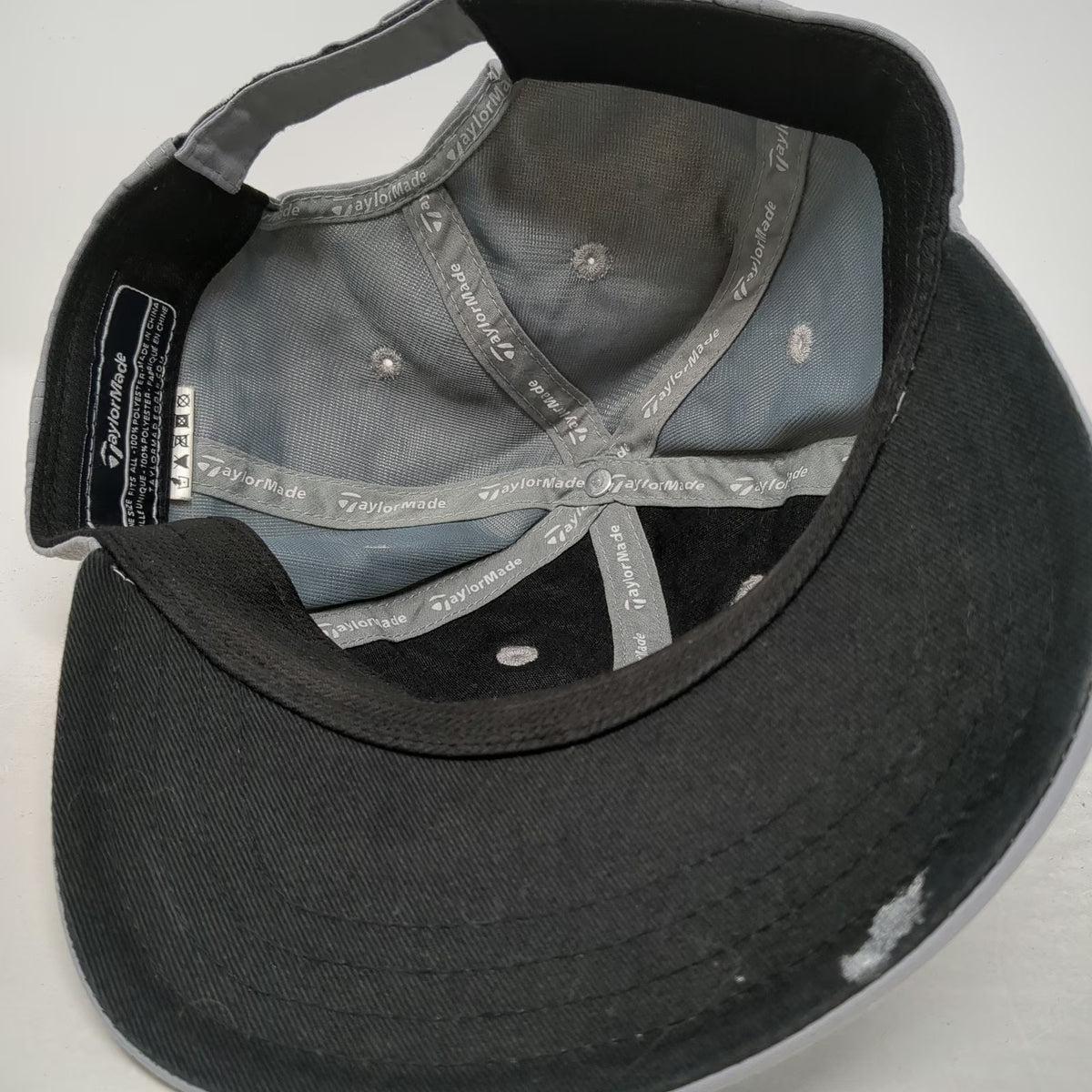 TaylorMade Baseball Cap Gray One Size Polyester Strapback Embroidered Logo Hat