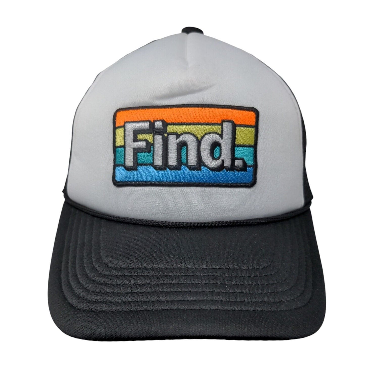 Find Snapback Mesh Back Rope Trucker Hat Black One Size Embroidered