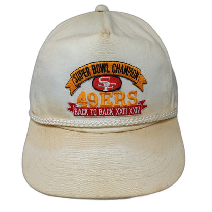 AmaPro NFL San Francisco 49ers Beige Snapback Rope Hat SB XXIII XXIV Champ