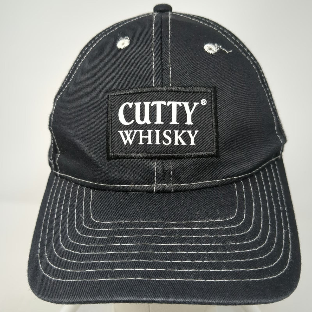 Cutty Whisky Baseball Cap Black One Size White Contrast Stitching Logo Patch Hat