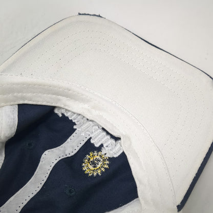 Blue White OSFM Baseball Cap Hat Mesh Back Distressed Sun Valley Idaho Tennis