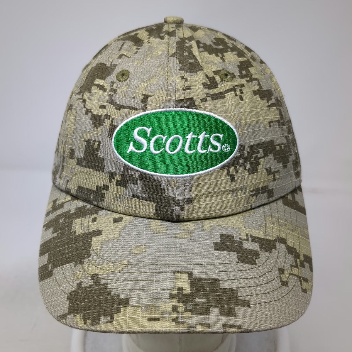 Scotts Baseball Cap Beige One Size Digital Camo Garden Lawn Care Logo Work Hat