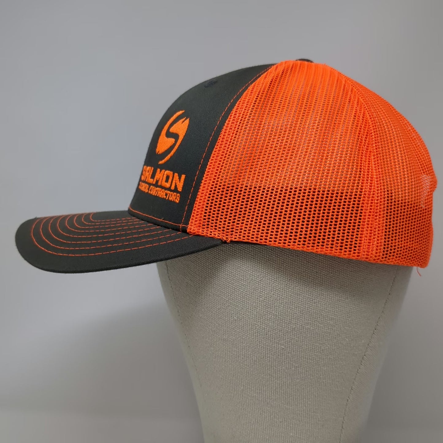 Richardson 112 Trucker Hat Salmon Electrical Contractors Gray Orange OSFM Mesh