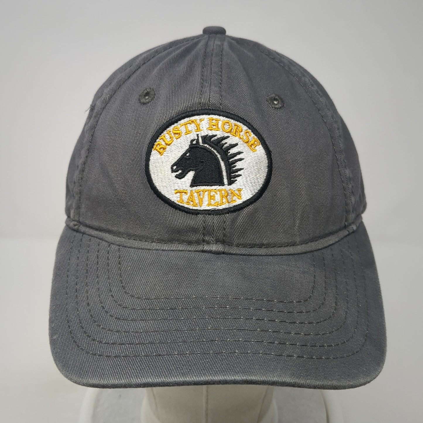 Rusty Horse Tavern Logo Slideback Hat Gray One Size Embroidered Outdoor