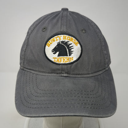 Rusty Horse Tavern Logo Slideback Hat Gray One Size Embroidered Outdoor
