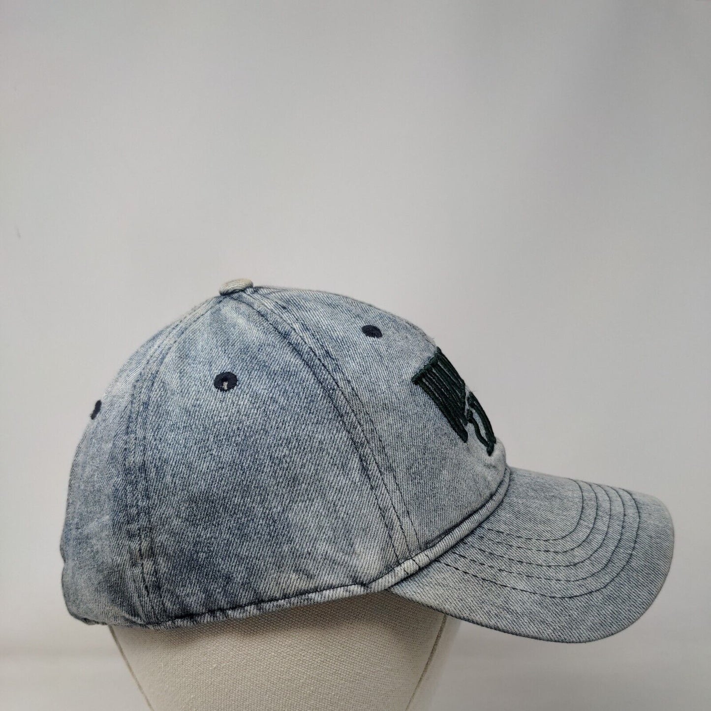 Wander Lust Slideback Hat Blue OSFM Adjustable Embroidered Denim 6 Panel