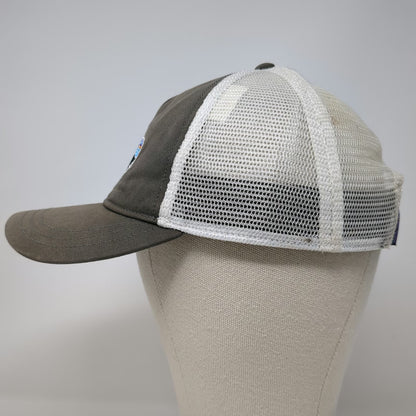 Patagonia Trucker Hat Gray One Size Bison Embroidered Mesh Snapback Hat Blue