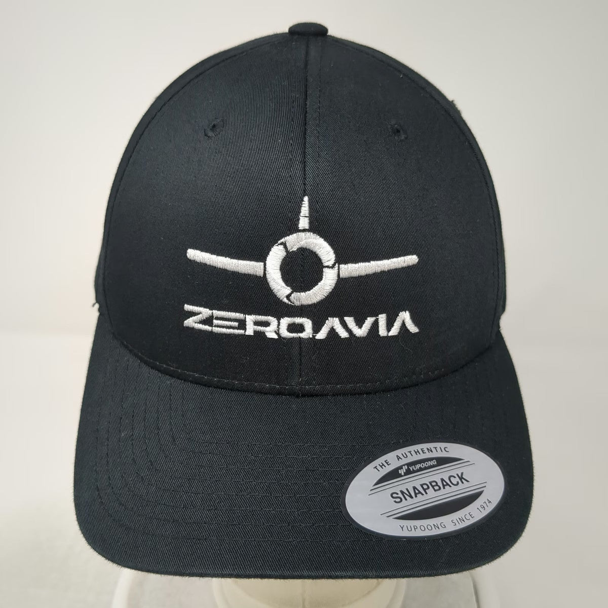 Yupoong Snapback Black One Size Hat ZeroAvia Aviation Logo Structured Travel Cap
