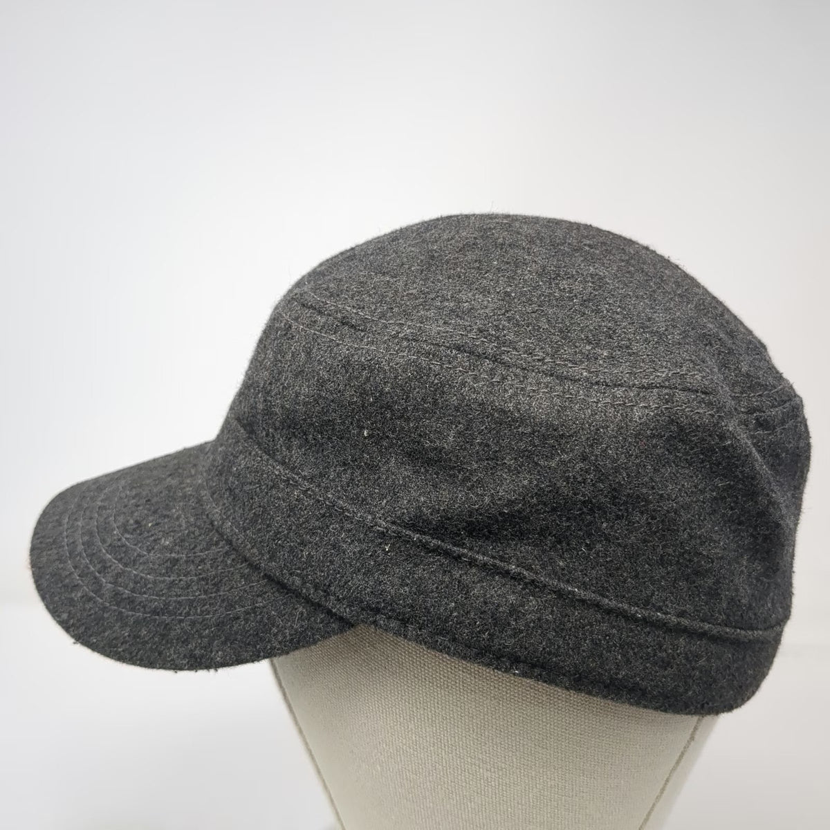 Lids Army Cap Gray M Wool Blend Military Style Hat Fitted Blank Plain Cadet