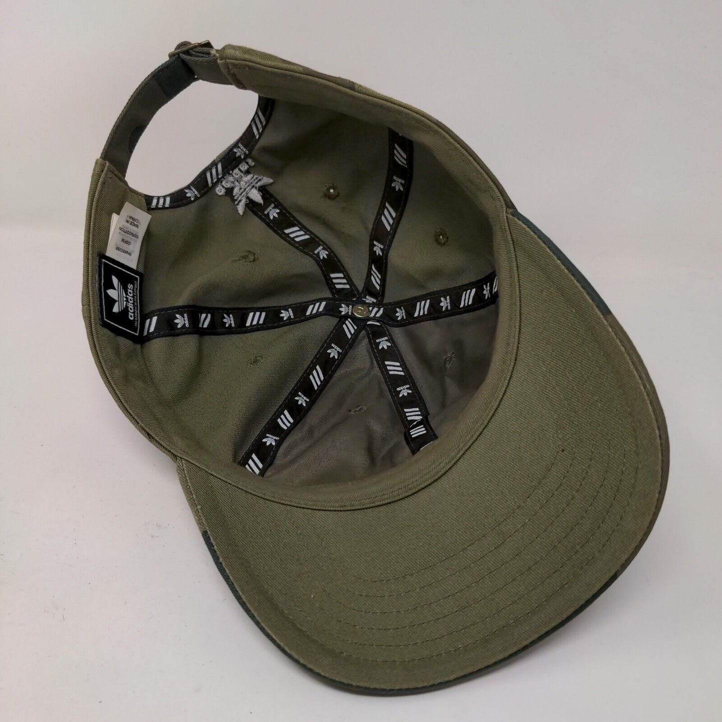 Adidas Men's Slideback Hat Green Camo Size OSFM Embroidered Trefoil Logo